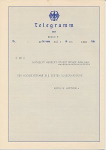 Telegram Germany 1935 Schmuckblatt Telegramme Nazi flag top Sailing ship - Ocean