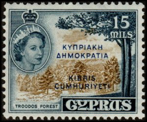 Cyprus 187 - Mint-H - 15m Troodos Forest (Ovpt) (1960) (cv $3.25)