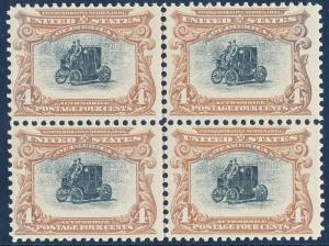 #296 BLOCK OF 4, XF OG NH WITH PSE CERT CV $720.00 HV4862