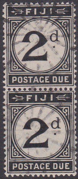 FIJI POSTAGE DUE 1918 2d SG D8 a scarce used vertical pair.................87638