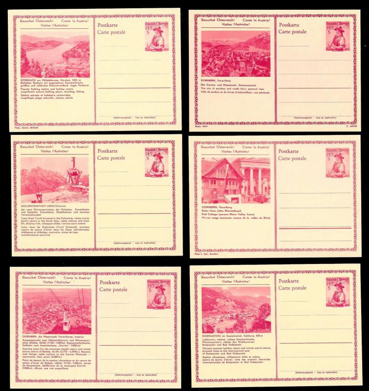 AUSTRIA (120) Scenery View Red 1.45 Shilling Postal Cards c1950s ALL MINT UNUSED