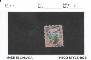 2c 3rd Issue Revenue Tax Stamp, Sc # R151, used. Nice Canx (55939)