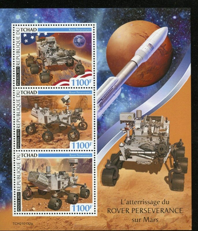 CHAD  2021 LANDING OF PERSERVERANCE ON MARS SHEET MINT NEVER HINGED
