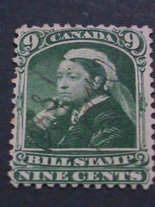 ​CANADA 1888- REVENUE  134 YEARS OLD- QUEENS VICTORIA-BILL STAMP USED-VF-