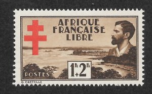 French Equatorial Africa Scott B9 Unused LHOG - 1941 de Brazza Monument