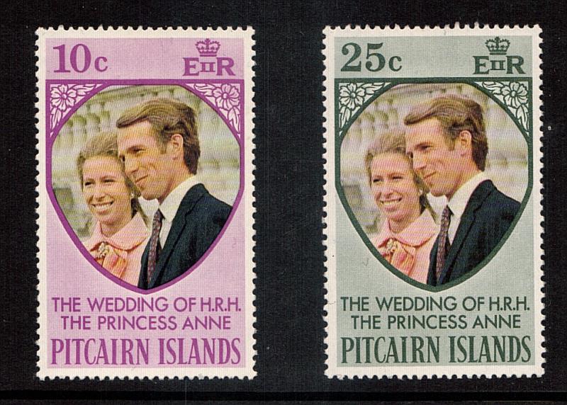 Pitcarin Princess Ann's Wedding #135-136  mnh