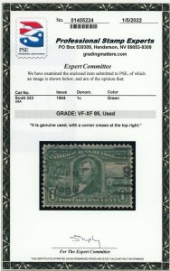 US Stamp #323 Robert Livingston 1c - PSE Cert - VF-XF 85 - USED - SMQ $35.00