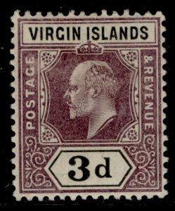 BRITISH VIRGIN ISLANDS EDVII SG58, 3d dull purple & black, M MINT.