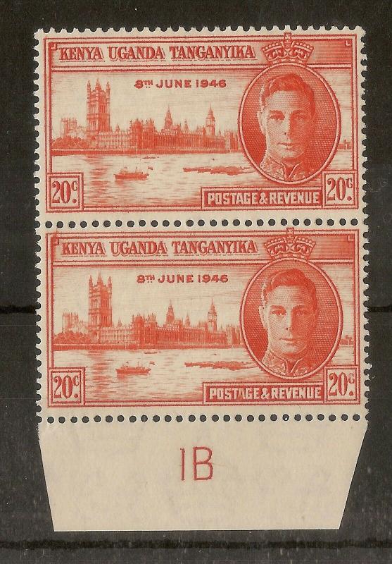 KUT 1946 Victory 20c Plate 1b MNH/MH