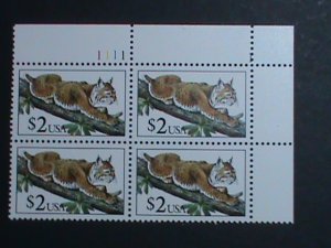 ​UNITED STATES-1990- SC#2482 BOBCAT  MNH BLOCK OF 4 VERY FINE