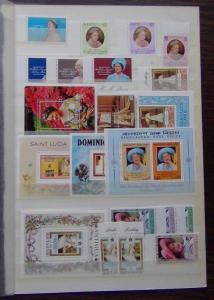 1980 Queen Mother sets Ascension Bermuda Tristan Cayman Dominica Turks MNH  