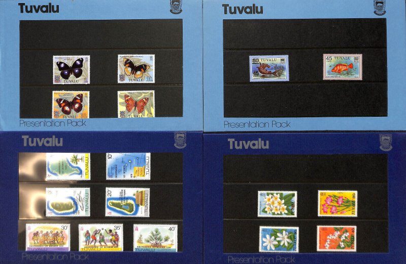 Tuvalu Post Office Presentation Packs, 21 Different, #38-150, 1970-1981 Mint NH