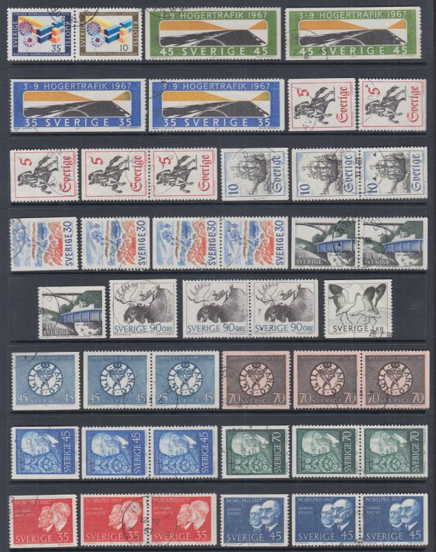 Sweden Sc 731//837 used 1967-71 Commemoratives, almost a complt run of 109 diff