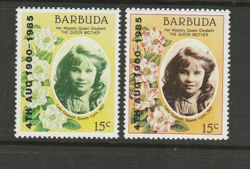 Barbuda 1985 Queen Mother 15c RED OMITTED with Normal, SG 809a