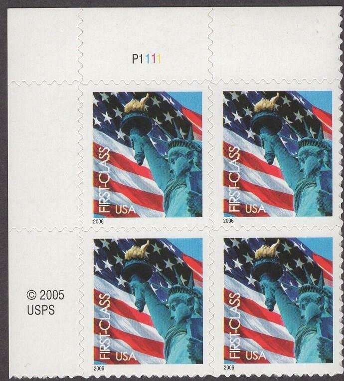 Scott # 3966 - Plate Block Of 4 - Liberty & Flag - MNH - 2005