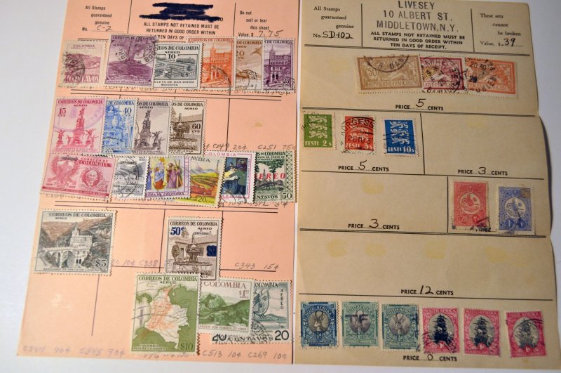Lot of 85 Stamps on Approval sheets with big variety of mixed stamps