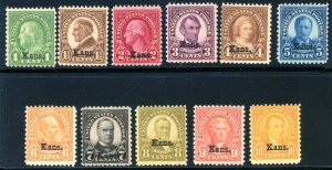 USAstamps Unused FVF US1929 Kansas Overprint Set Scott 658 - 668 OG MNH, 666 VLH 