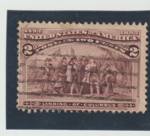 US Scott # 231  Used COLUMBUS 1893 EFO broken frame line LOWER RIGHT