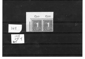 GERMANY 1958 MNH MI. 285Y CORNER MARGIN PAIR XF (263)