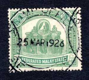 Federation of Malaya SC #73a   F/VF, Used,Green&BlueGreen, CV $60.00 ... 3700063