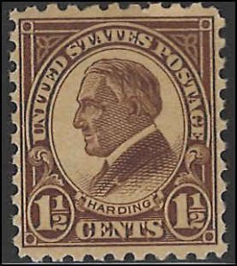 Scott# 553  1925 1½c yel brn  Harding   Mint Never Hinged - Very Fine