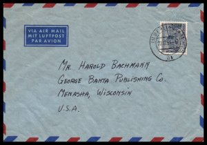 Germany Berlin to Menasha,WI 1951 Airmail Cover