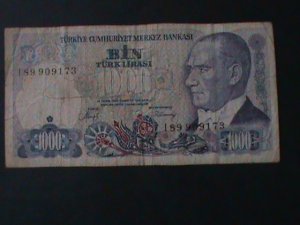 ​TURKEY-1986-CENTRAL BANK LAW OCAK-14-$1000 LIRA-CIR-38 YEARS OLD-WATER MARK
