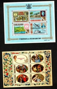 COOK ISLANDS 3 DIFFERENT MNH SOUVENIR SHEETS 1967 - 1969