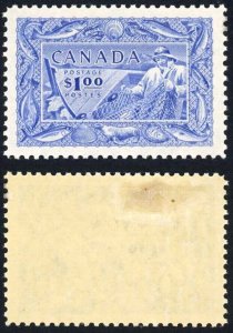 Canada SG433 1951 KGVI One Dollar Ultramarine Fisherman M/M