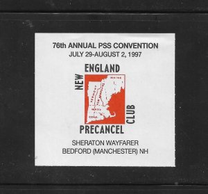 Precancel Stamp Society (PSS) Convention Seal/Label; 1997, Black & Orange, MNH