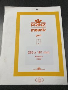 Prinz Scott Stamp Mount - CLEAR - Pack of 5 (181x265mm)  Blocks