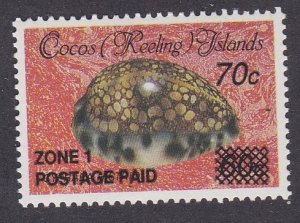 Cocos Islands # 231, Sea Shell Stamp Surcharged, Mint NH, 1/2 Cat.