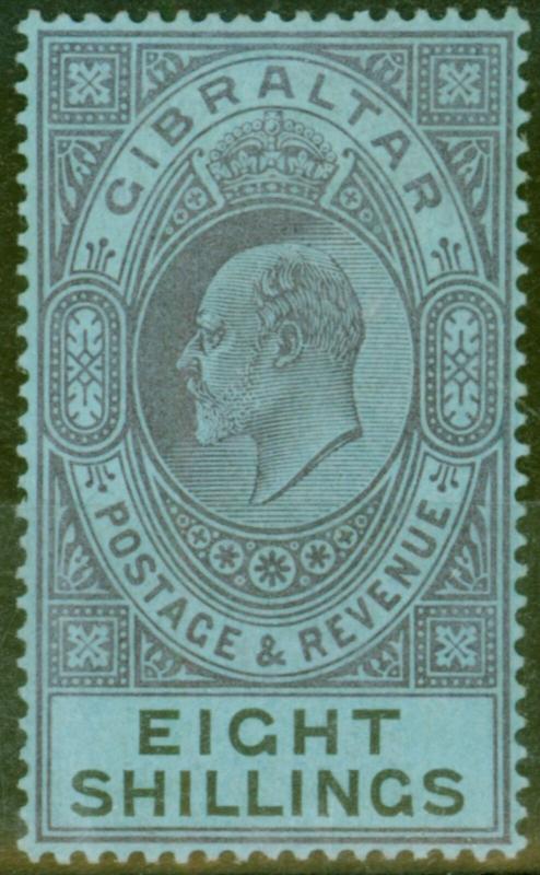 Gibraltar 1903 8s Dull Purple & Black-Blue SG54 Fine & Fresh Lightly Mtd Mint...