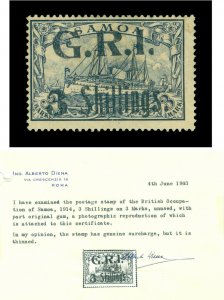 German Colonies - SAMOA 1914 Yacht G.R.I. surcharge 3sh/3mk viol Sc# 112 mint MH