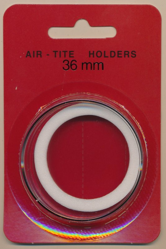 AIR-TITE Coin Holder - 36 mm- White Ring - Canadian $ 1935-1967 & 1/2 oz Koala