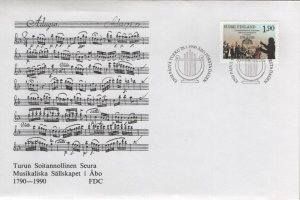 Finland 1990 FDC Sc 812 1.90m Musical Society of Turku, Finnish Orchestras 200th