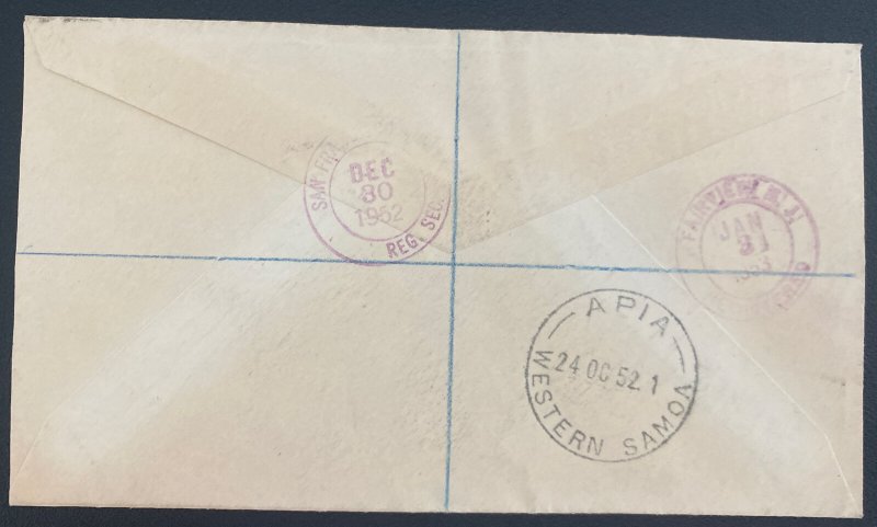 1952 Lotofaga Western Samoa Registered Cover To Fairview NJ USA