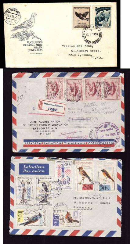 Three covers with Birds on stamps-#11