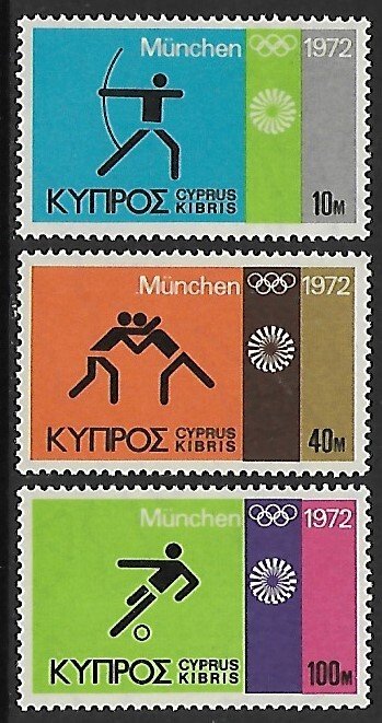 Cyprus # 383-385 - Olympic Games Munich - set - MNH.....{ZW7}