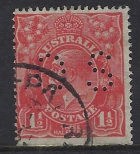 Australia, Scott #OB68, 1 1/2p King George V Official, Wmk 203, Used