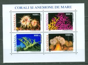 ROMANIA 2001 CORALS #4484 ...  SOUV. SHEET MNH...$5.50