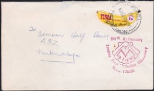 TONGA 1972 local cover with handstruck slogan 150th Anniv 1st Missionary...A4746