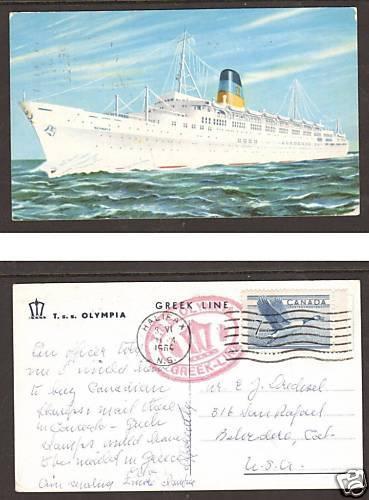 Canada Sc 320 on 1964 T.S.S. Olympia PPC to US      3;9