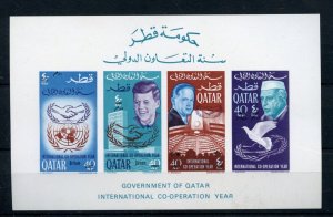 QATAR SCOTT #100Cd INTERNATIONAL COOPERATION YEAR JOHN F. KENNEDY S/S MINT NH