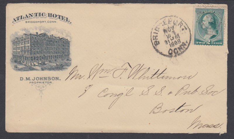 US Sc 213 on 1888 Atlantic Hotel Advertising Cover