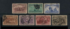 AFFORDABLE GENUINE SCOTT #231 232 233 234 235 236 237 USED COLUMBIAN - 7 STAMPS