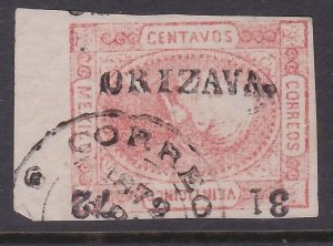 MEXICO 1872 25c imperf ORIZAVA 31-73 fine used........................A2420