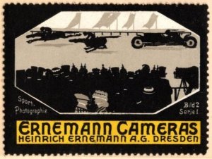 Vintage Germany Poster Stamp Ernemann Cameras Heinrich Ernemann A.G. Dresden