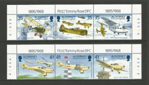 Alderney 1995 Aviation Tommy Rose Birth Centenary Set Of Stamps MNH 