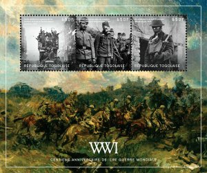 Togo 2014 -World War 1 - Sheet of 3 stamps - MNH
